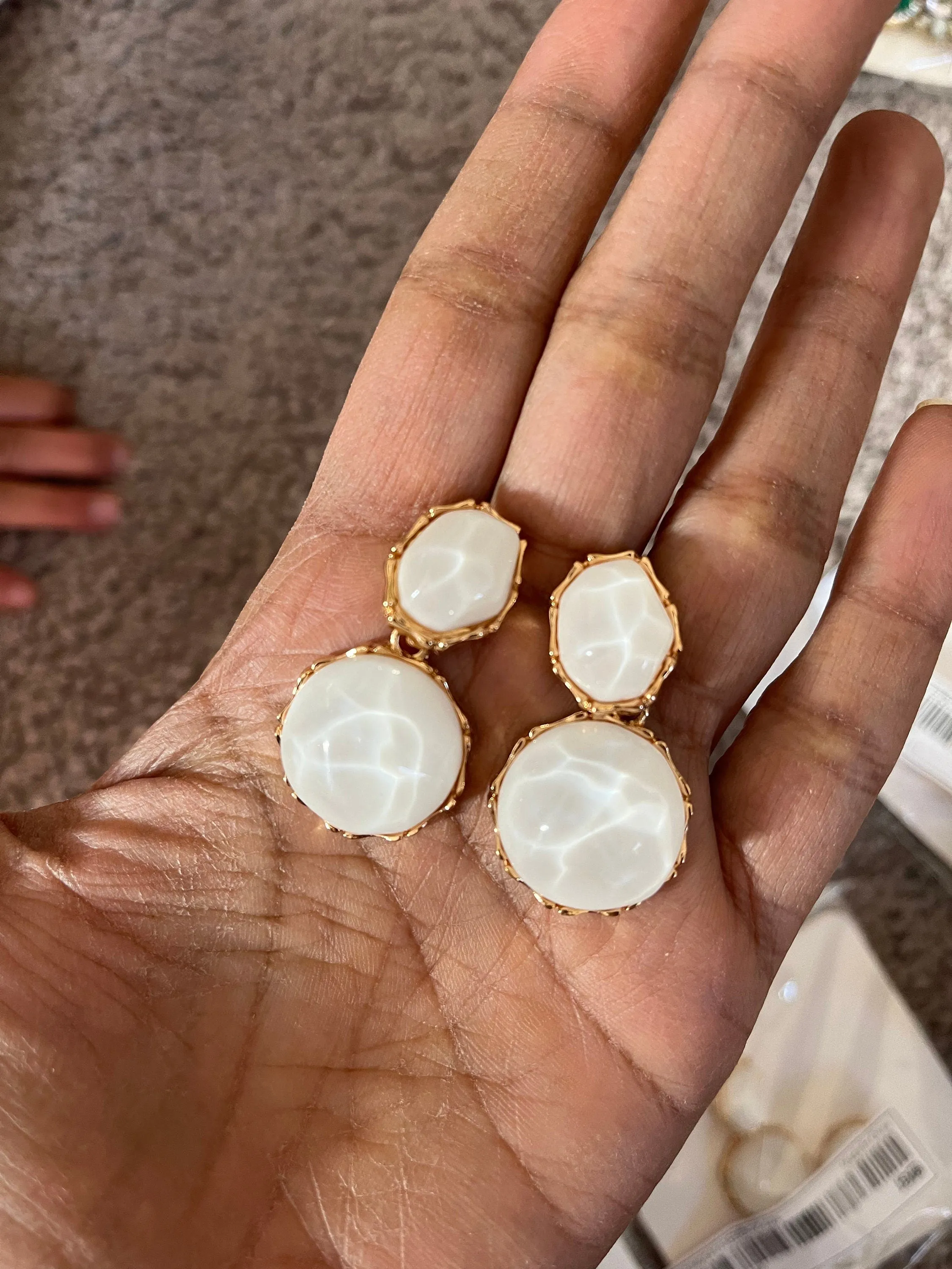 White earrings small , white acrylic earrings , Snow White gold earrings , teardrop white stud earrings , long white earrings