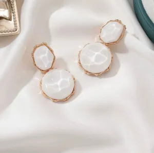 White earrings small , white acrylic earrings , Snow White gold earrings , teardrop white stud earrings , long white earrings