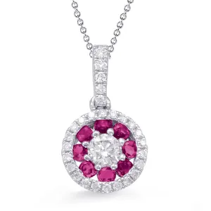White Gold Ruby & Diamond Pendant P3282-RWG