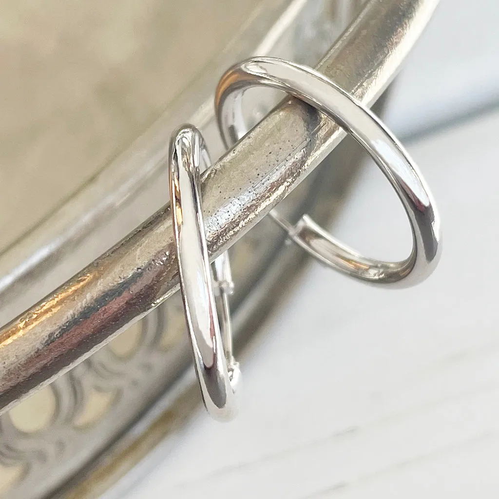 White Gold Tube 20mm Hoops