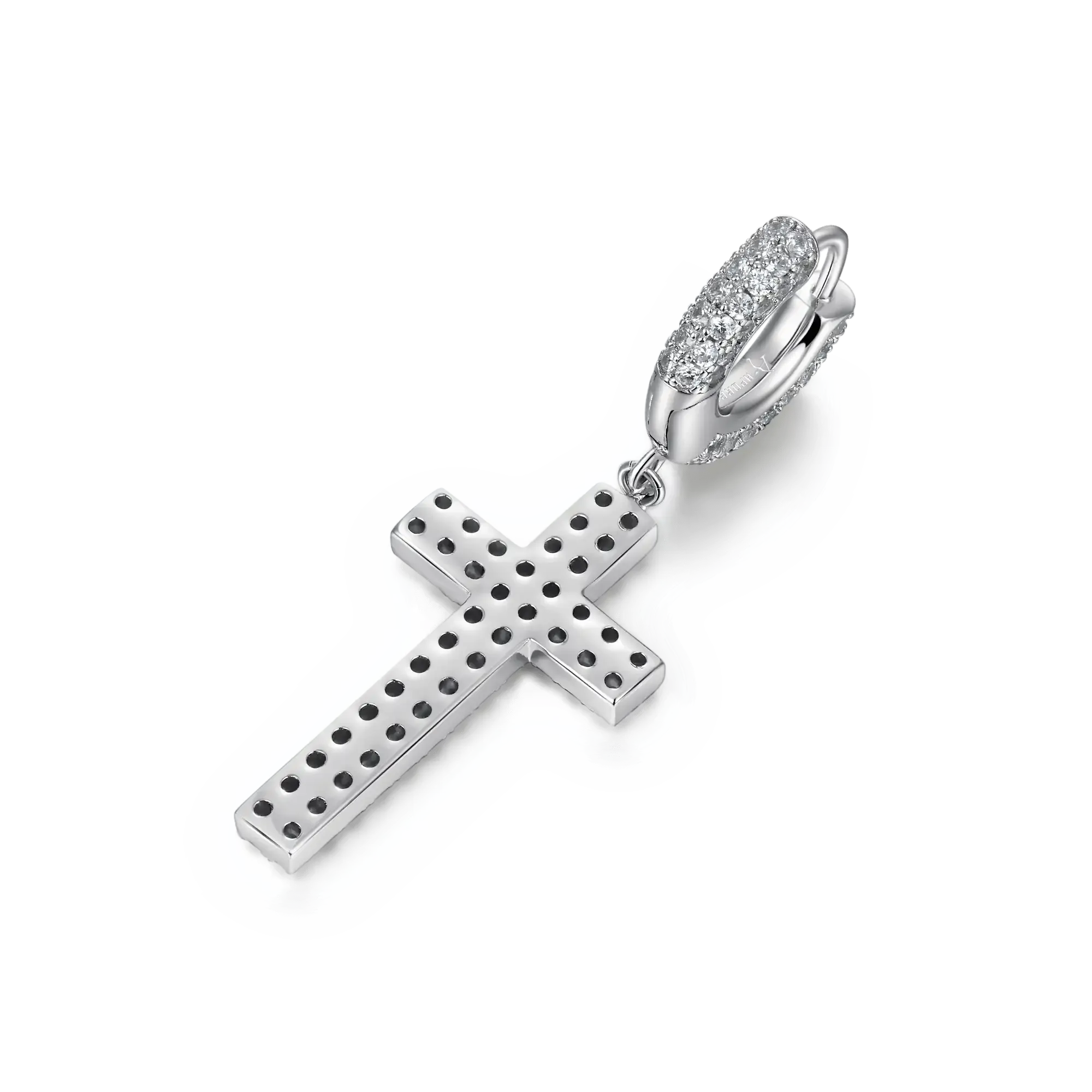 Women's Cross Earring (with Two-Row Gems)