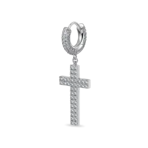 Women's Cross Earring (with Two-Row Gems)