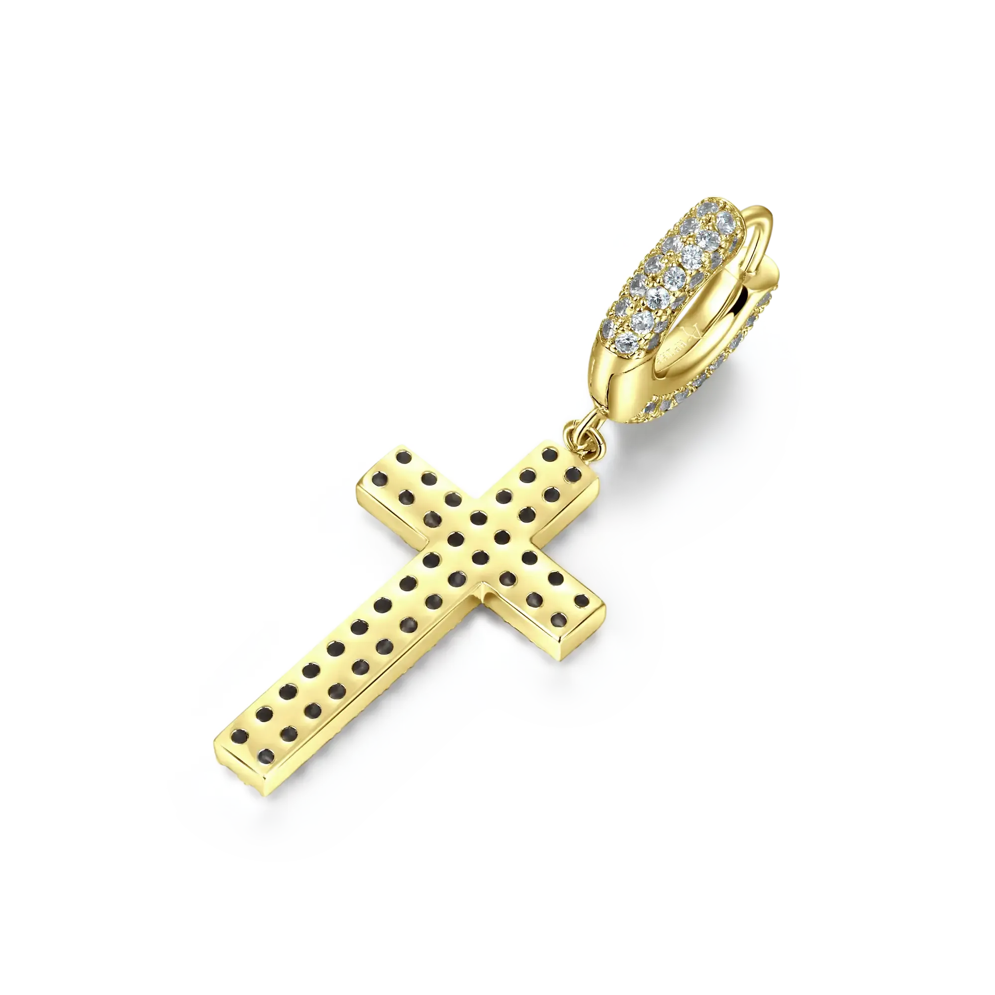 Women's Cross Earring (with Two-Row Gems)