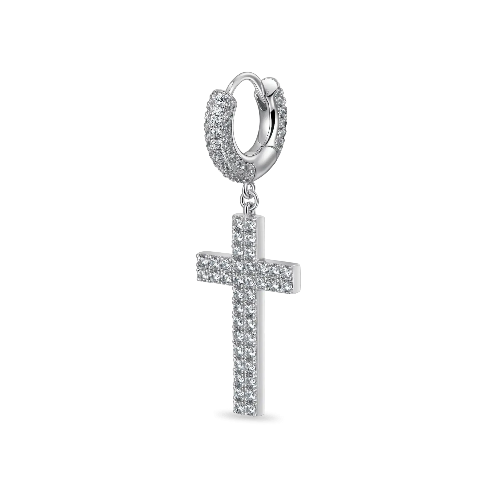 Women's Cross Earring (with Two-Row Gems)