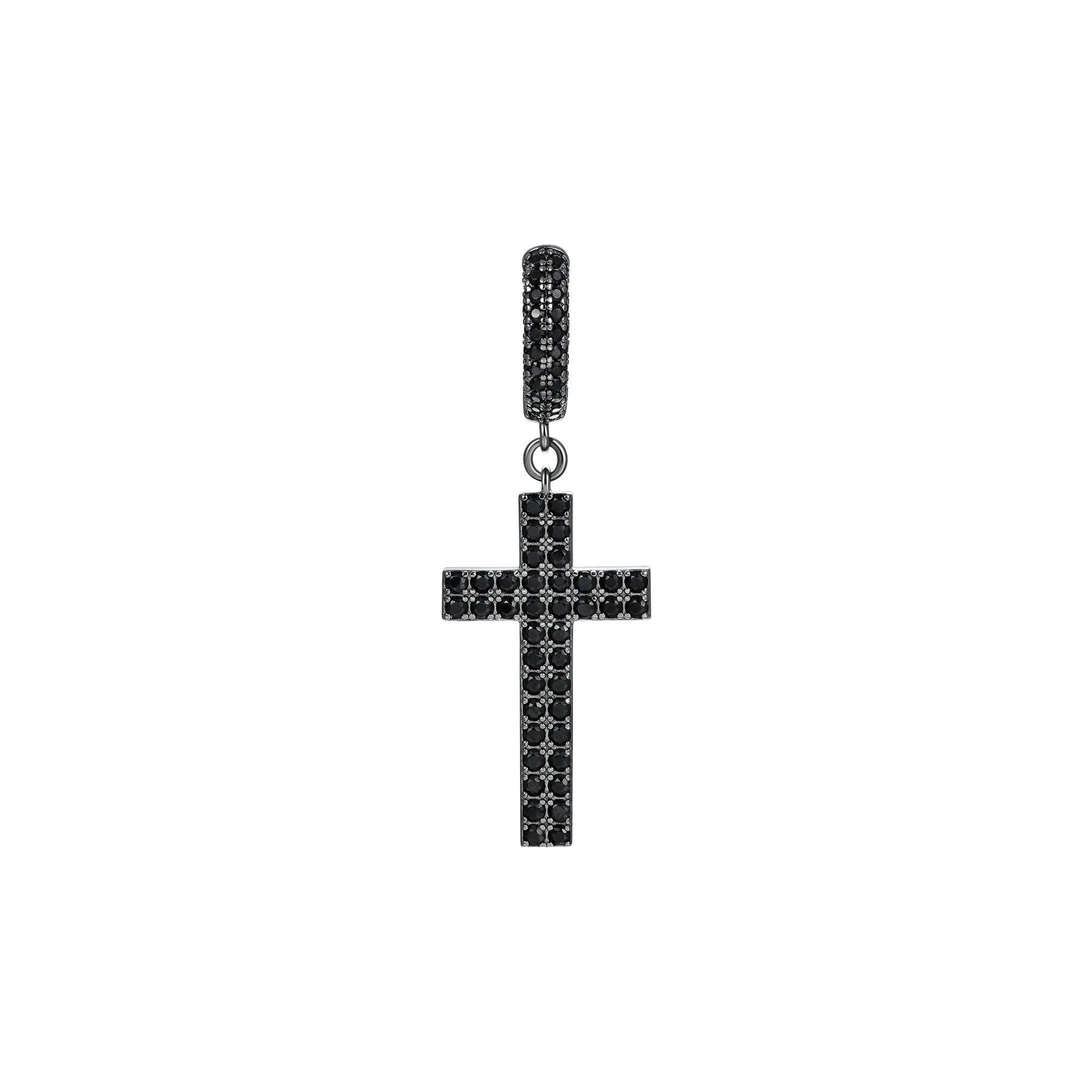 Women's Cross Earring (with Two-Row Gems)