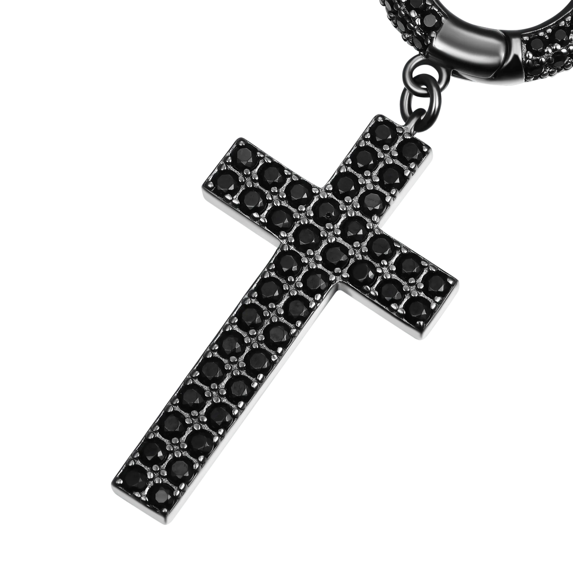 Women's Cross Earring (with Two-Row Gems)