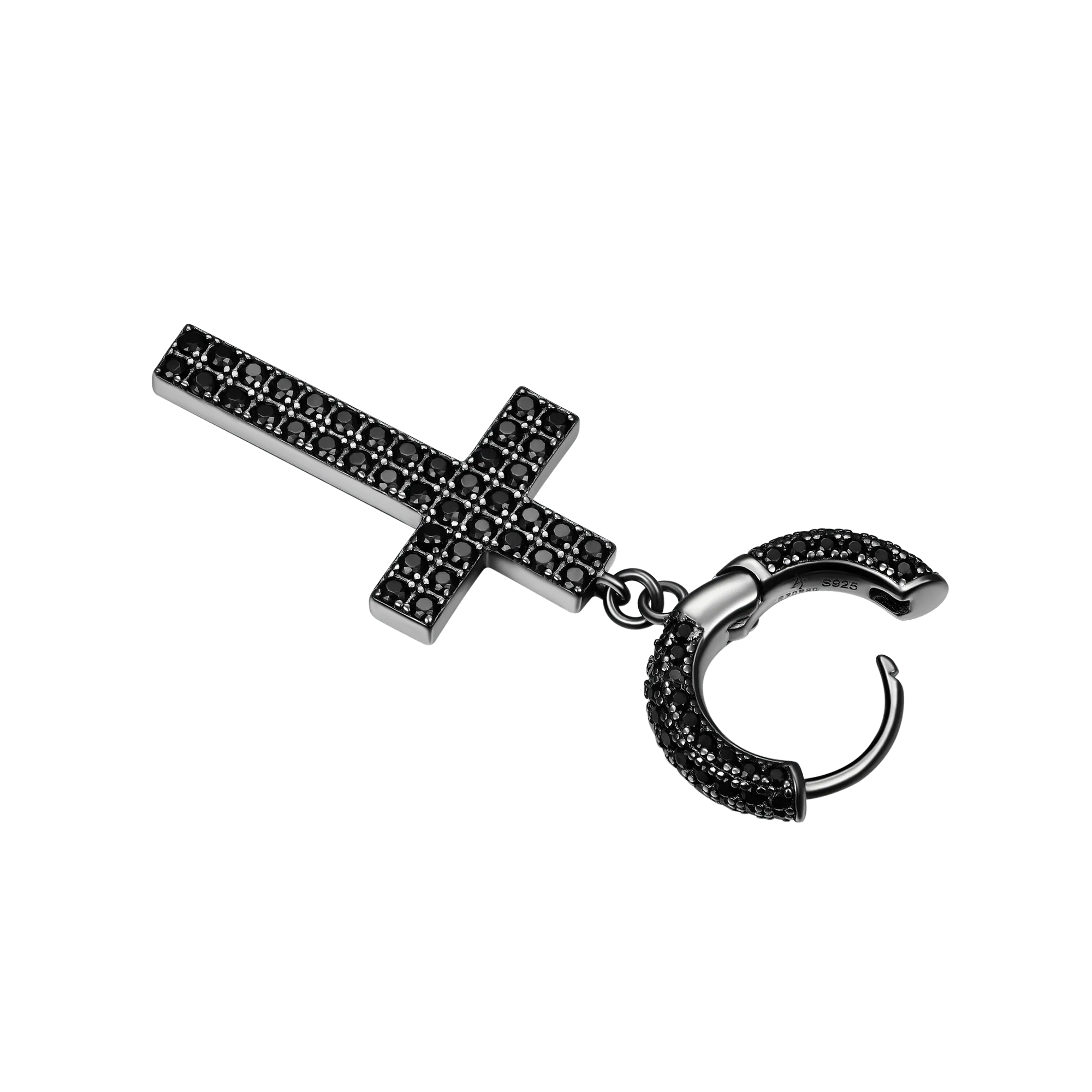 Women's Cross Earring (with Two-Row Gems)