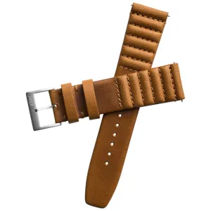 Xeric 22mm Ribbed Horween Leather Tan Strap Silver Buckle