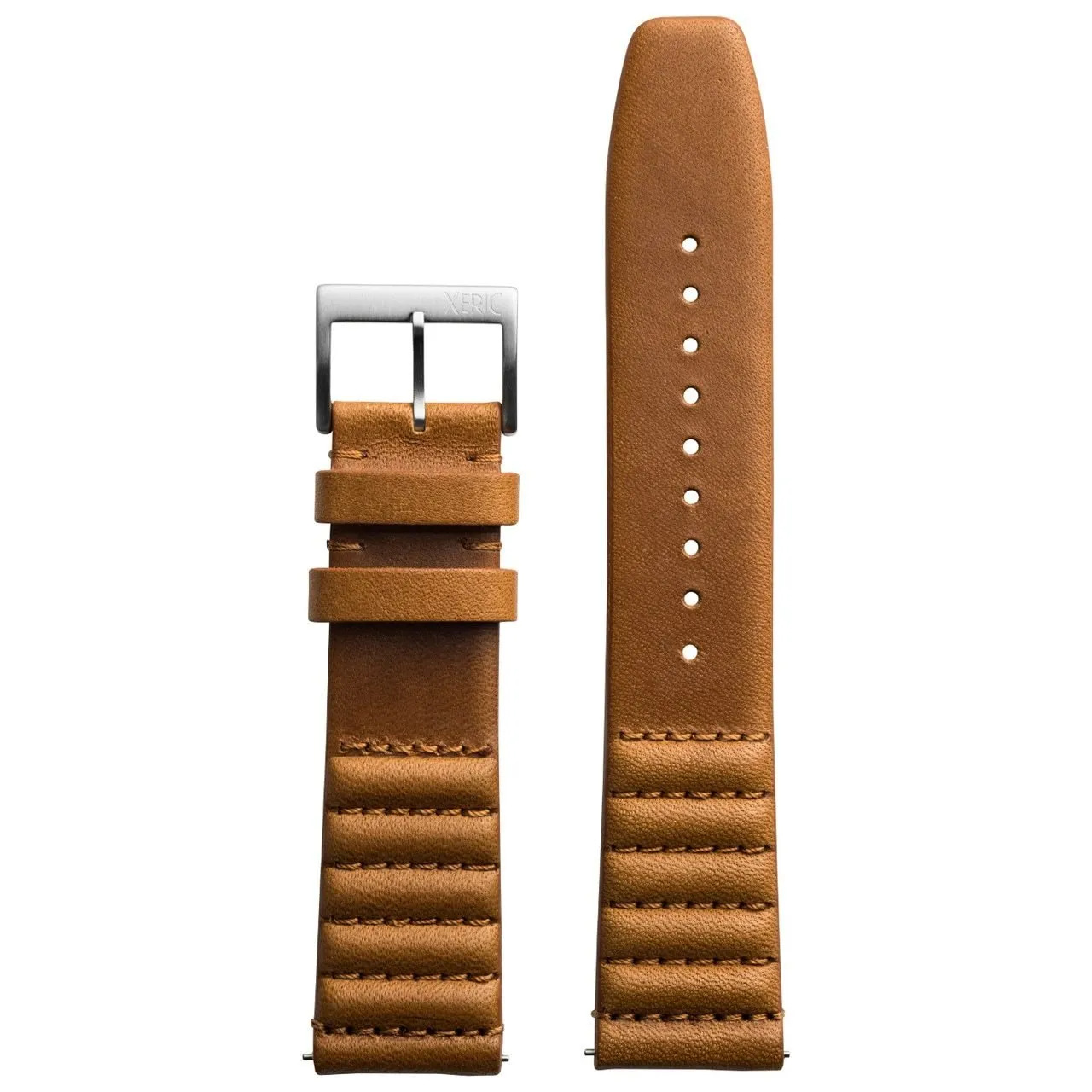 Xeric 22mm Ribbed Horween Leather Tan Strap Silver Buckle