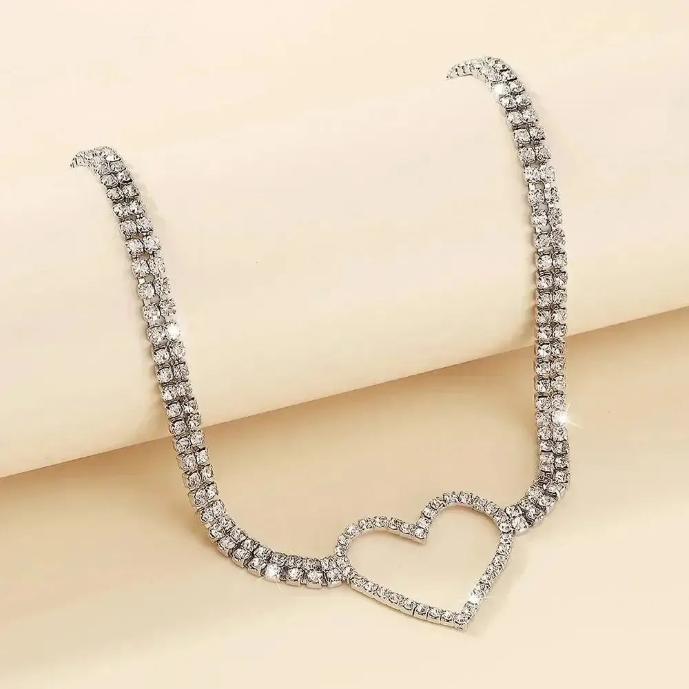 Y2K Heart Pendant in Rhinestone for Women Casual Style