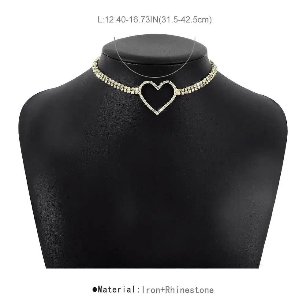 Y2K Heart Pendant in Rhinestone for Women Casual Style