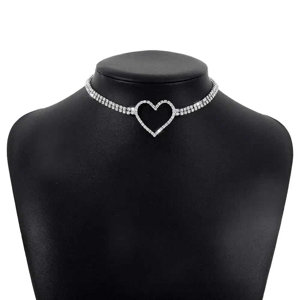 Y2K Heart Pendant in Rhinestone for Women Casual Style