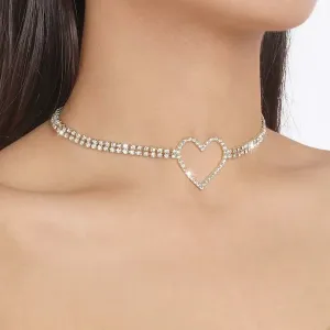 Y2K Heart Pendant in Rhinestone for Women Casual Style