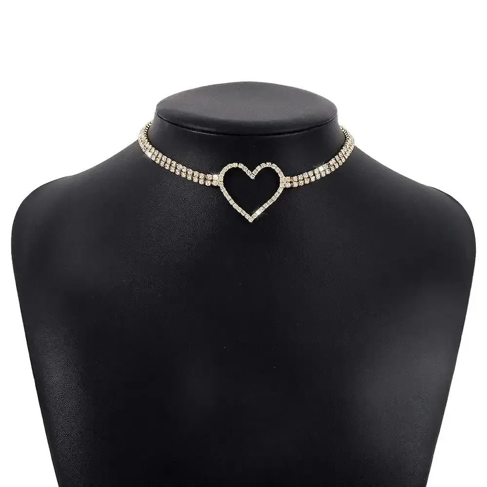 Y2K Heart Pendant in Rhinestone for Women Casual Style