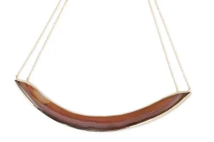 Yellow Brazil Agate Collar Double Chain Necklace