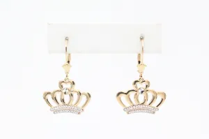 Yellow Gold Crown Earrings