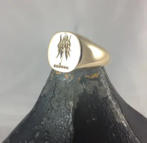 Your Design Signet Ring  12mm x 11mm Cushion  -  18 Carat Yellow Gold Signet Ring