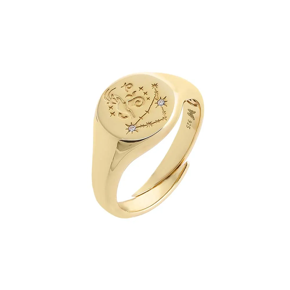 Zodiac Signet Pinky Ring