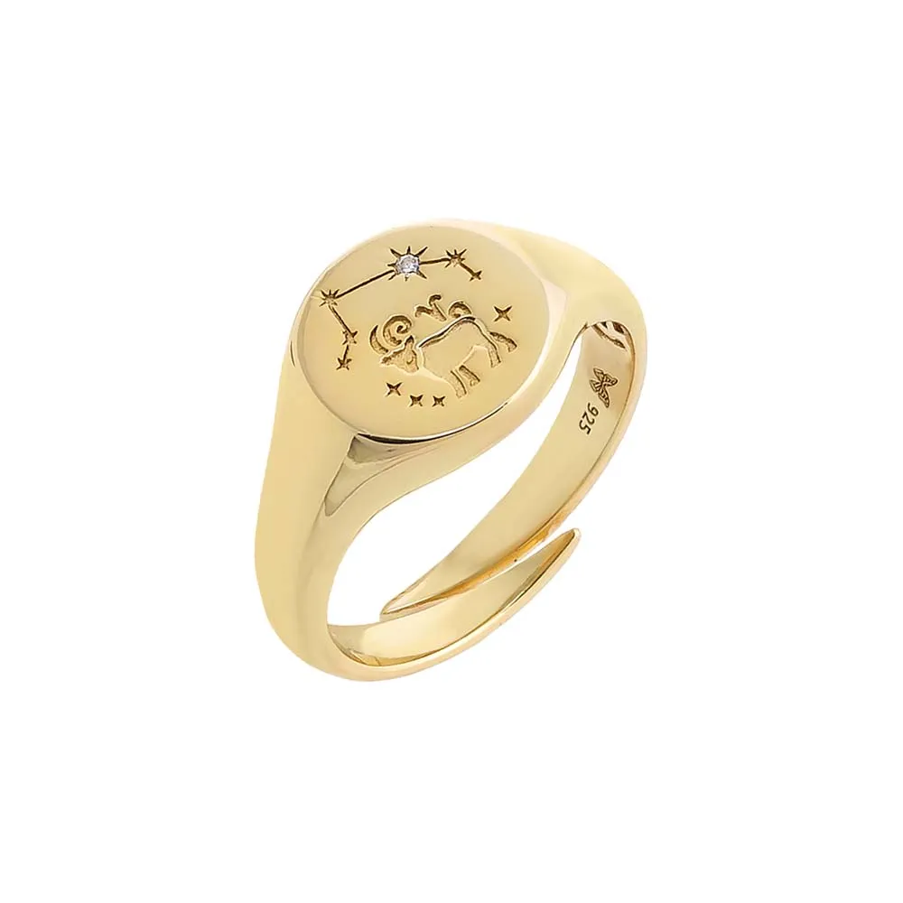 Zodiac Signet Pinky Ring