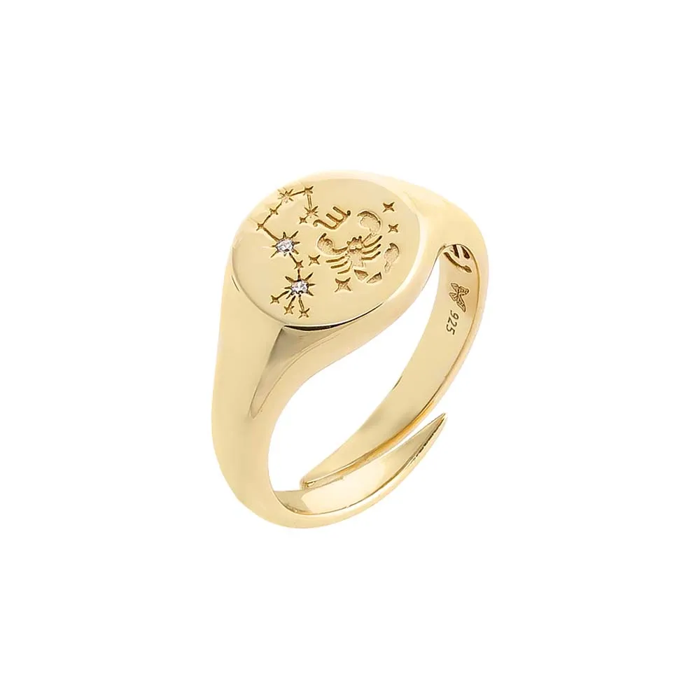 Zodiac Signet Pinky Ring