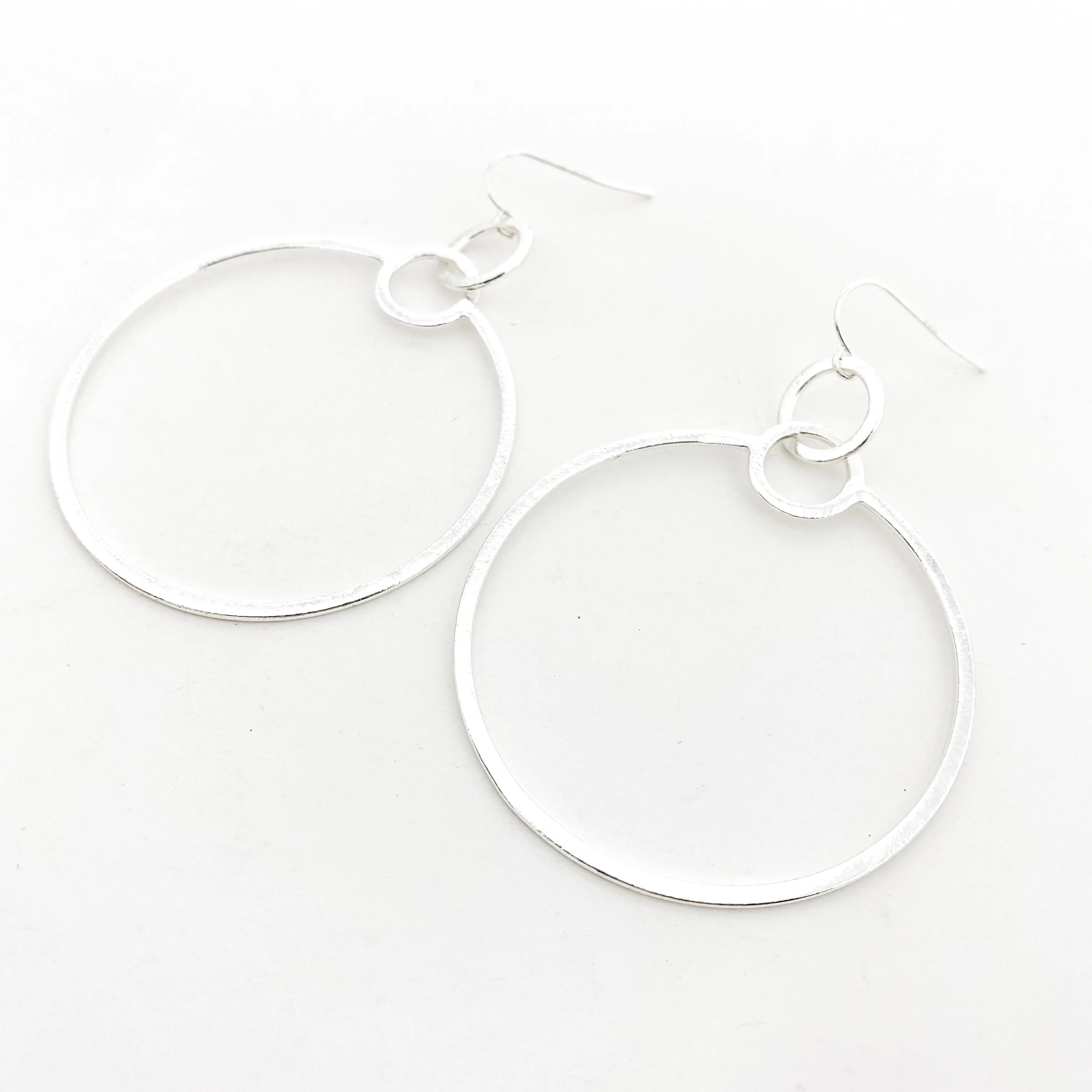 Zoe Brushed Hanging Hoop Earrings