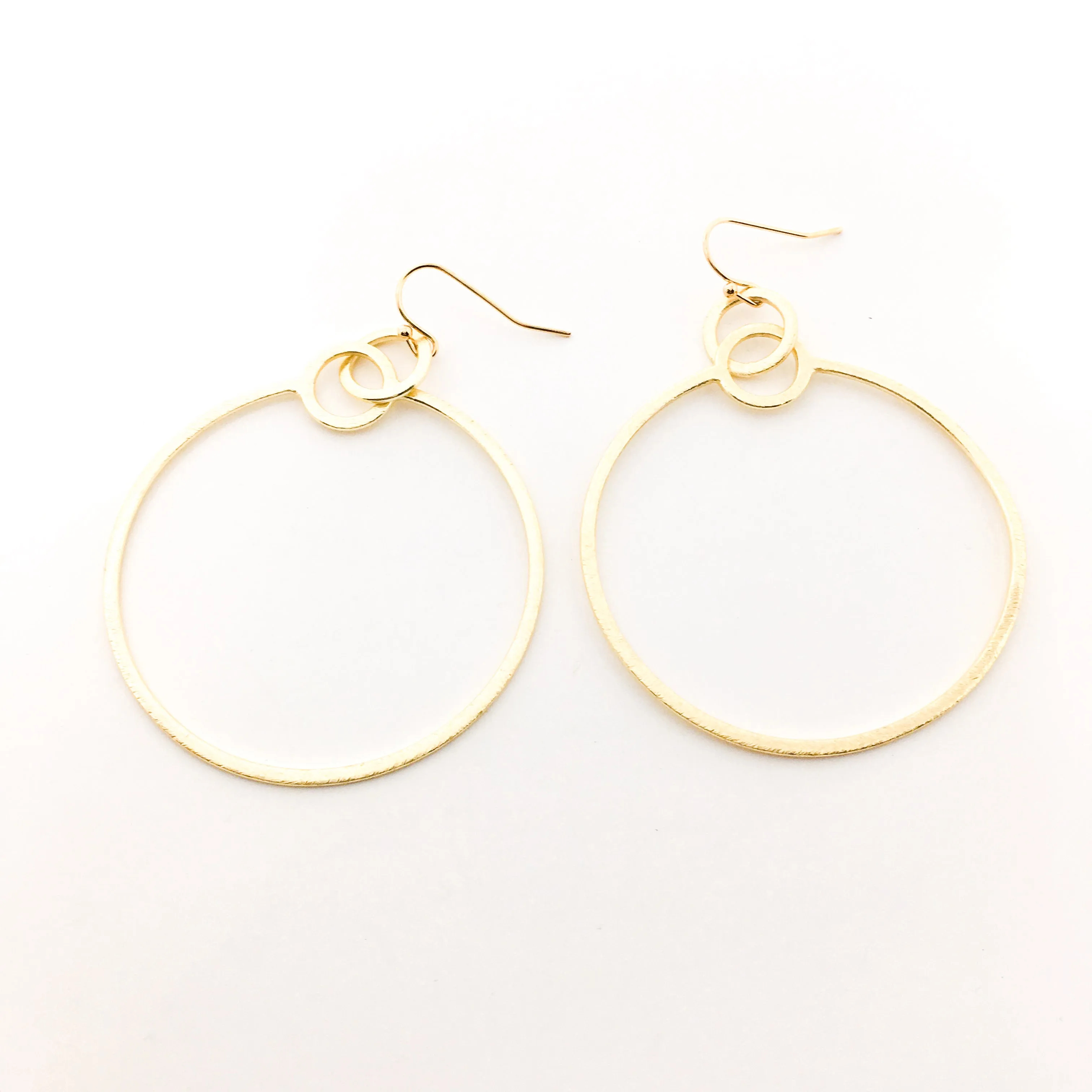 Zoe Brushed Hanging Hoop Earrings