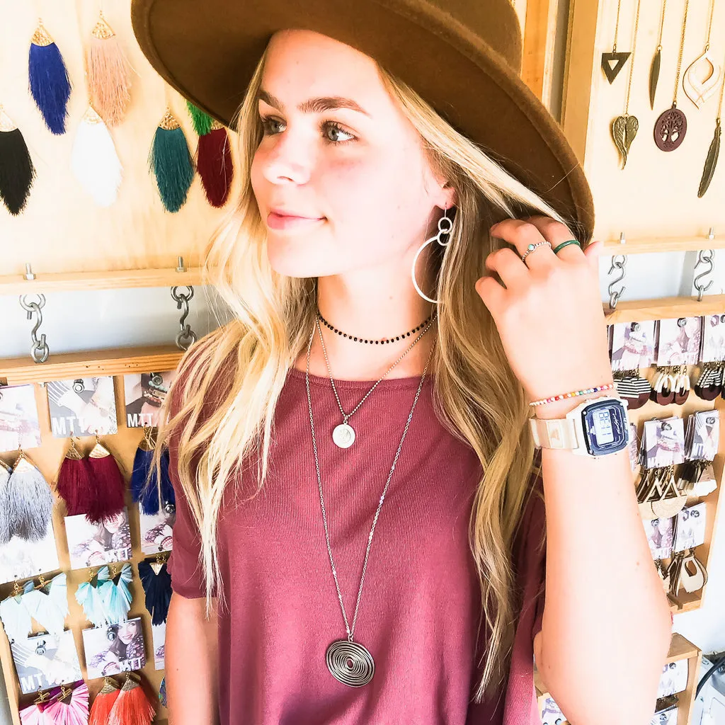 Zoe Brushed Hanging Hoop Earrings