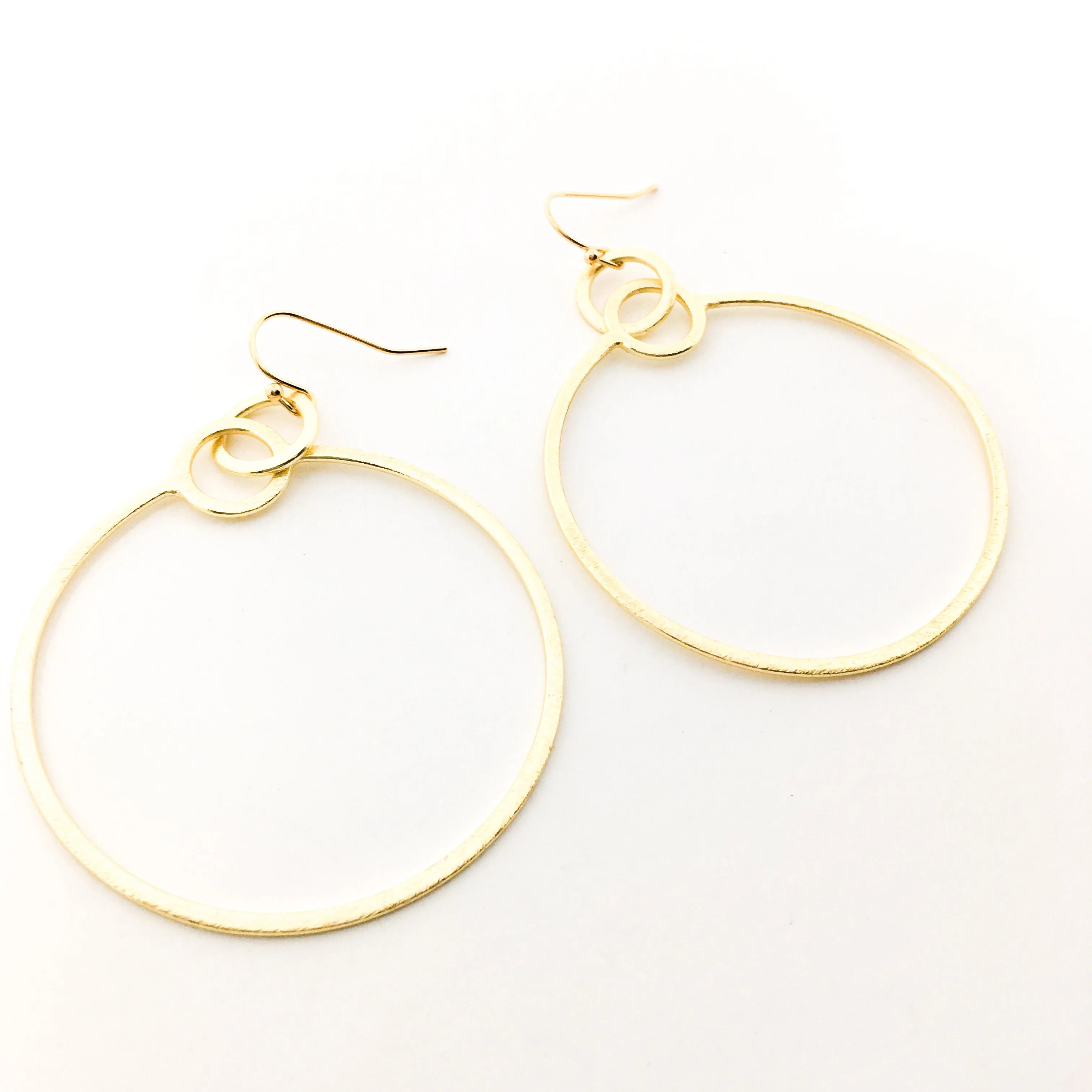Zoe Brushed Hanging Hoop Earrings