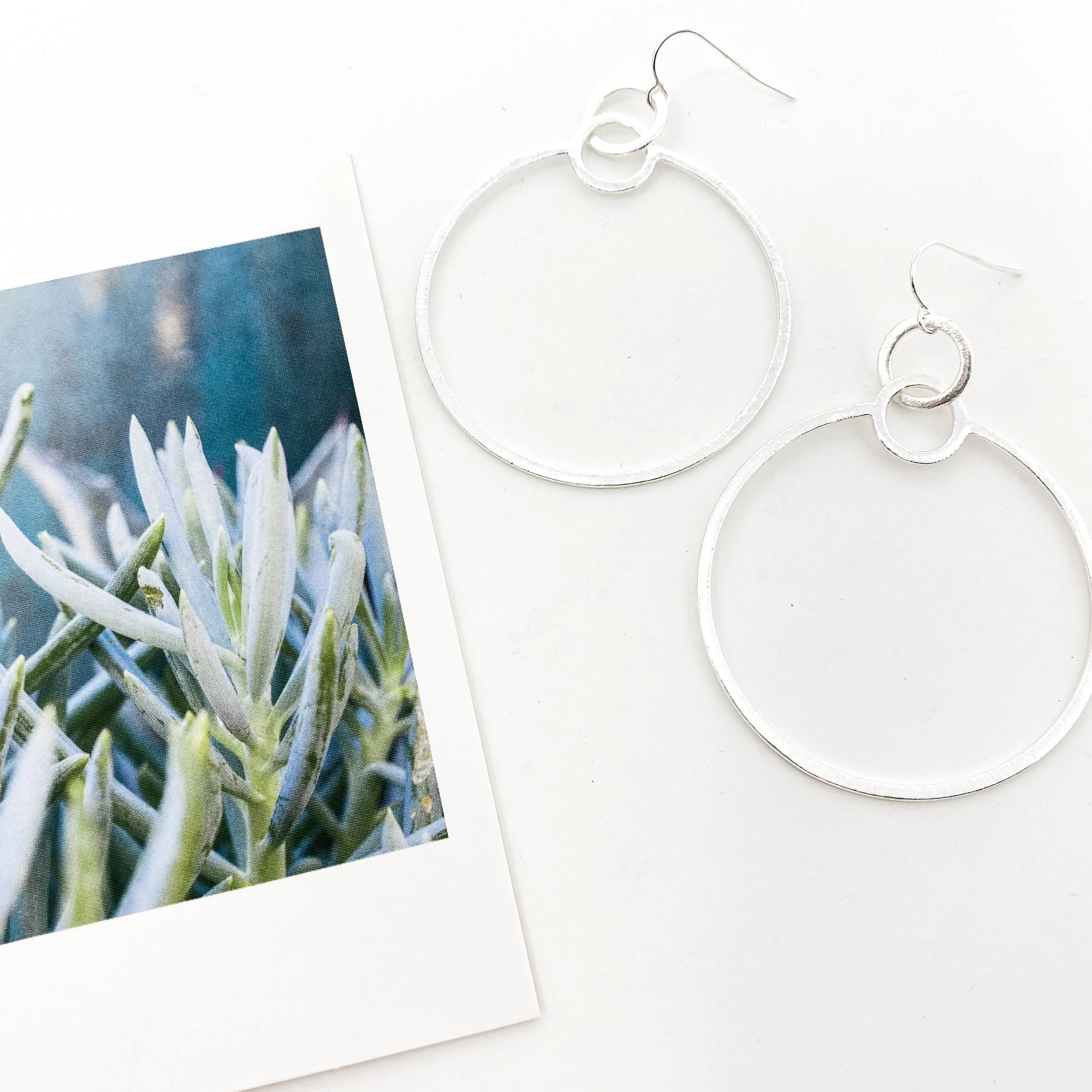 Zoe Brushed Hanging Hoop Earrings