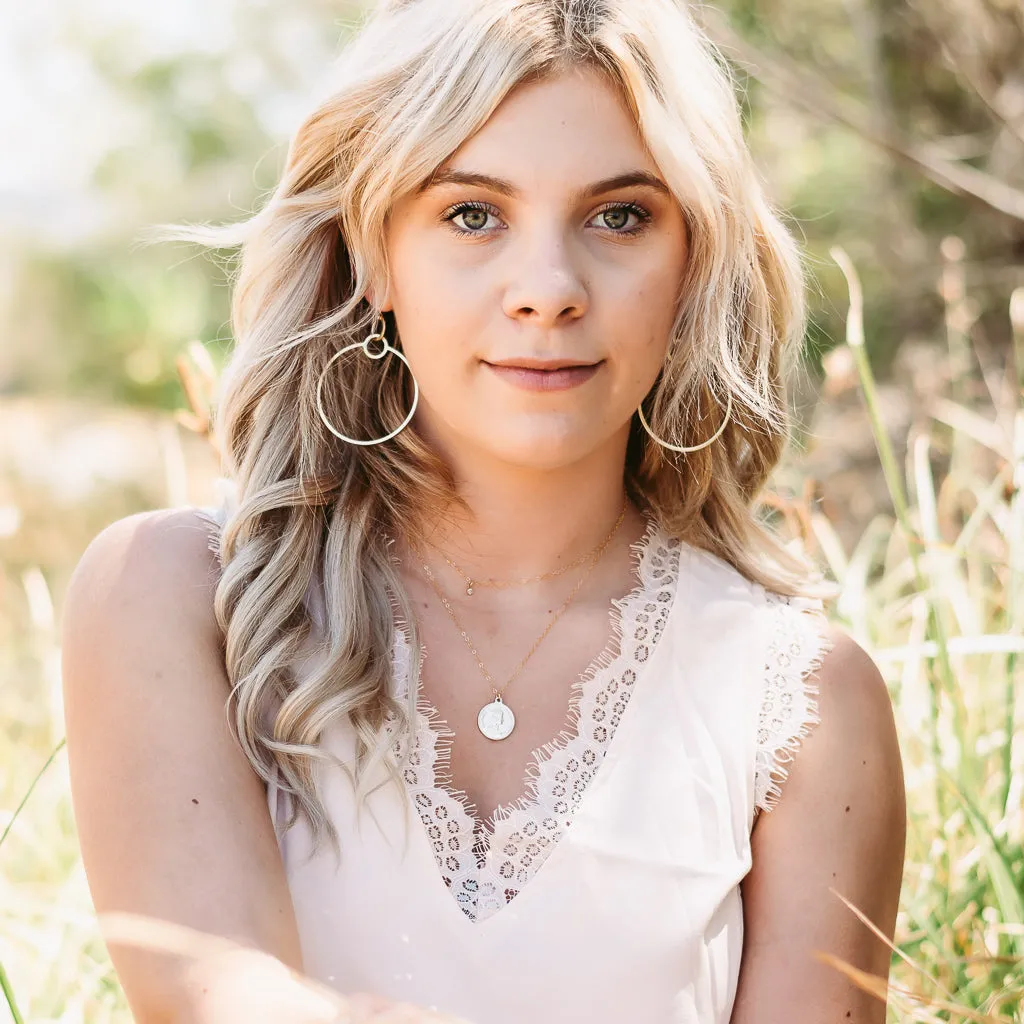 Zoe Brushed Hanging Hoop Earrings