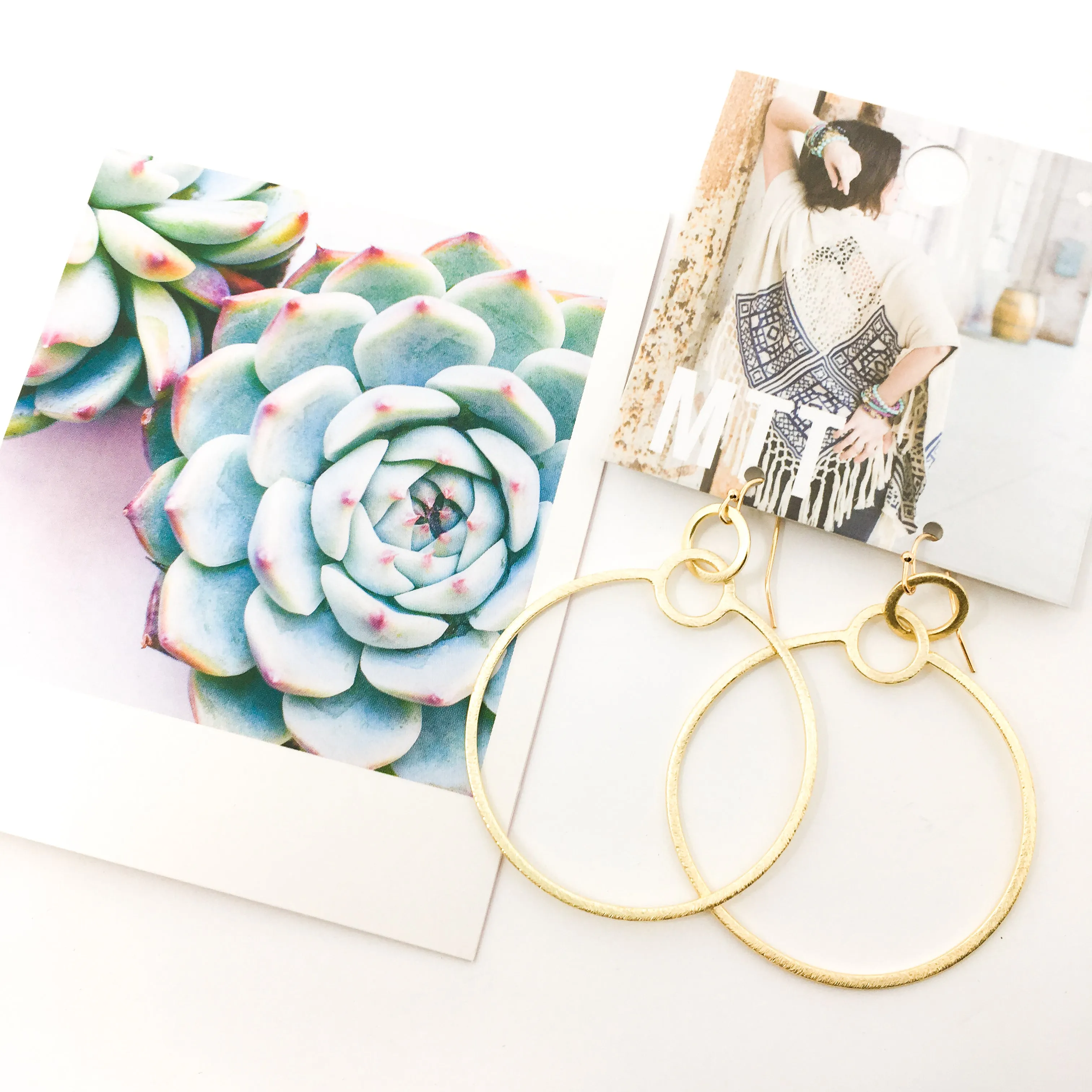 Zoe Brushed Hanging Hoop Earrings