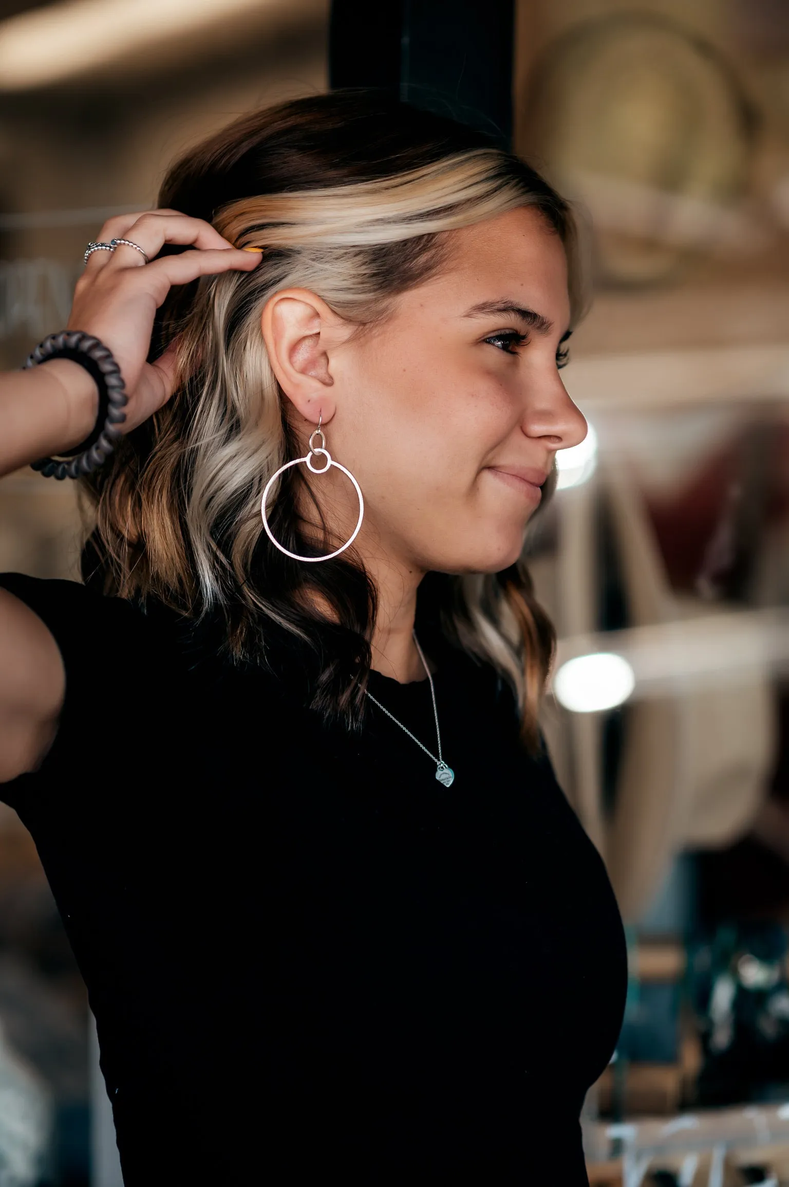 Zoe Brushed Hanging Hoop Earrings